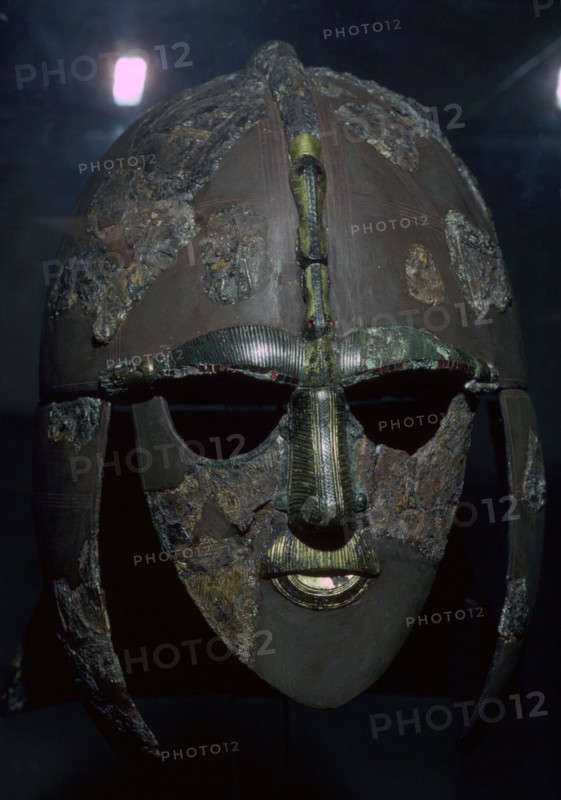 Sutton Hoo Helmet, from the ship burial, 7th century. Artist: Unknown