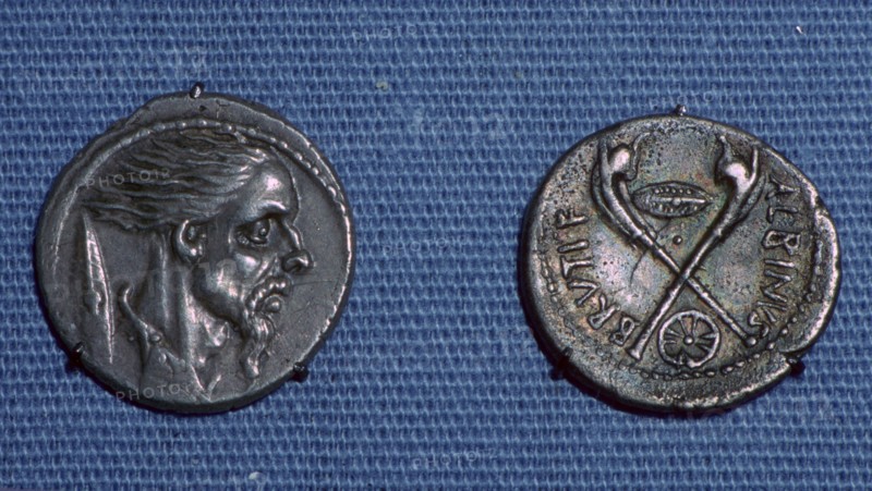 Late republican denarii showing the face of a Gaul, 1st century BC. Artist: Unknown