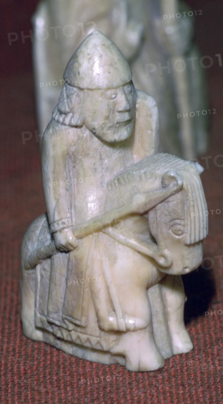 A Knight - The Lewis Chessmen, (Norwegian?), c1150-c1200. Artist: Unknown
