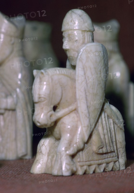 A Knight - The Lewis Chessmen, (Norwegian?), c1150-c1200. Artist: Unknown