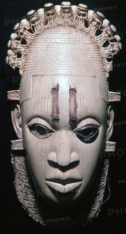 An ivory mask from Benin, Nigeria worn by the Oba of Benin on ceremonial occasions. Artist: Unknown