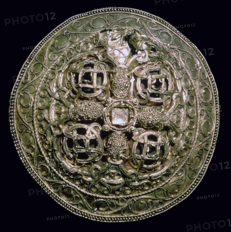 Circular Viking gold brooch from Denmark, 9th century. Artist: Unknown