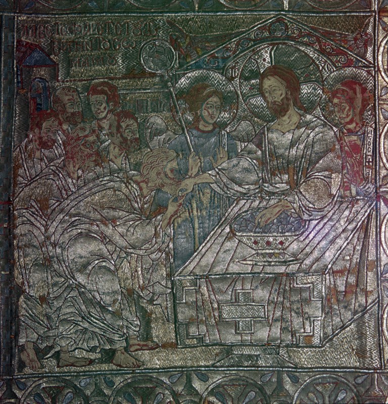 Detail of the Last Supper of Salonika embroidered on vestments, 14th century. Artist: Unknown