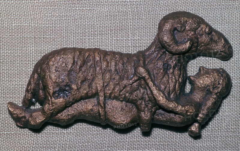 Archaic bronze of Odysseus and a ram. Artist: Unknown