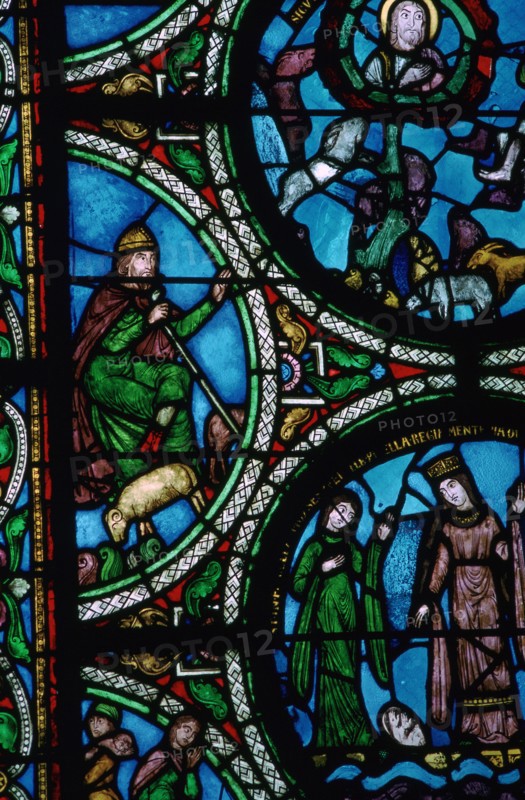 Detail of a stained glass window showing the story of Moses, 12th century. Artist: Unknown