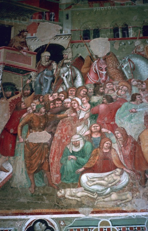 Fresco of the massacre of the innocents in Sienna, 15th century. Artist: Unknown