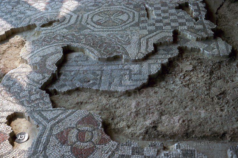 Medusa-head mosaic from Fishbourne Roman palace. Artist: Unknown
