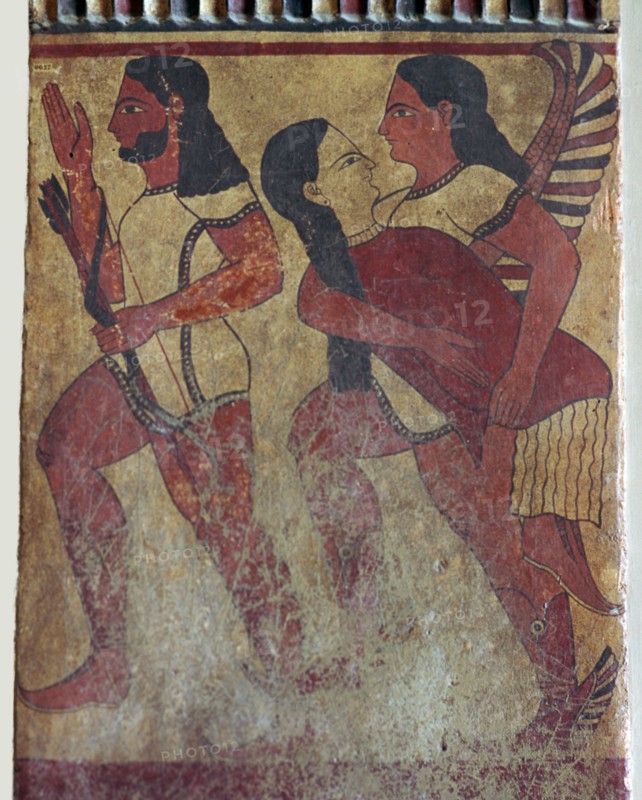 Etruscan tomb painting of a fury carrying away a dead person's soul, 6th century BC. Artist: Unknown