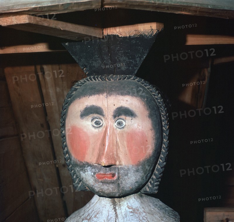 Carved and painted wooden figure from a church in Finland, 18th century. Artist: Unknown