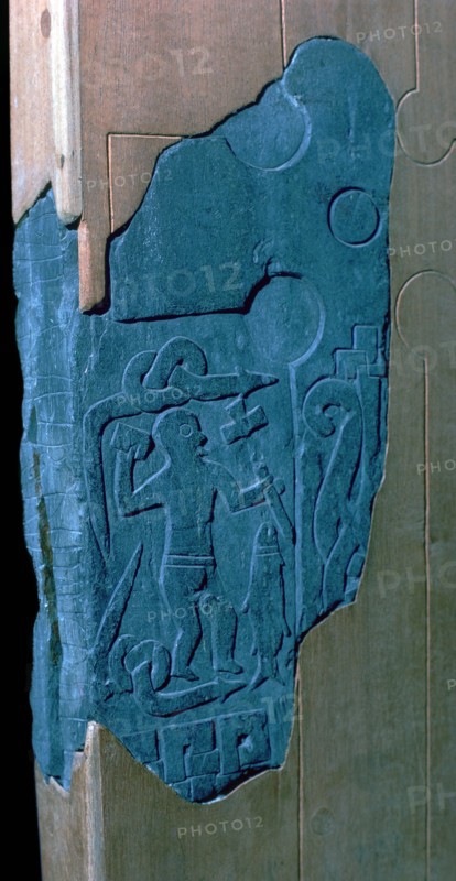 Viking Thorwald's cross-slab from Andreas Church on the Isle of Man, 10th century. Artist: Unknown
