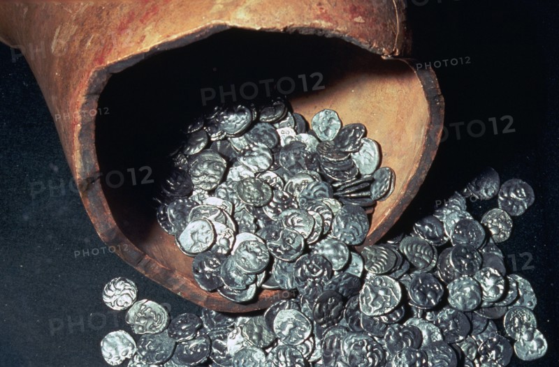 Celtic silver coins from a hoard. Artist: Unknown