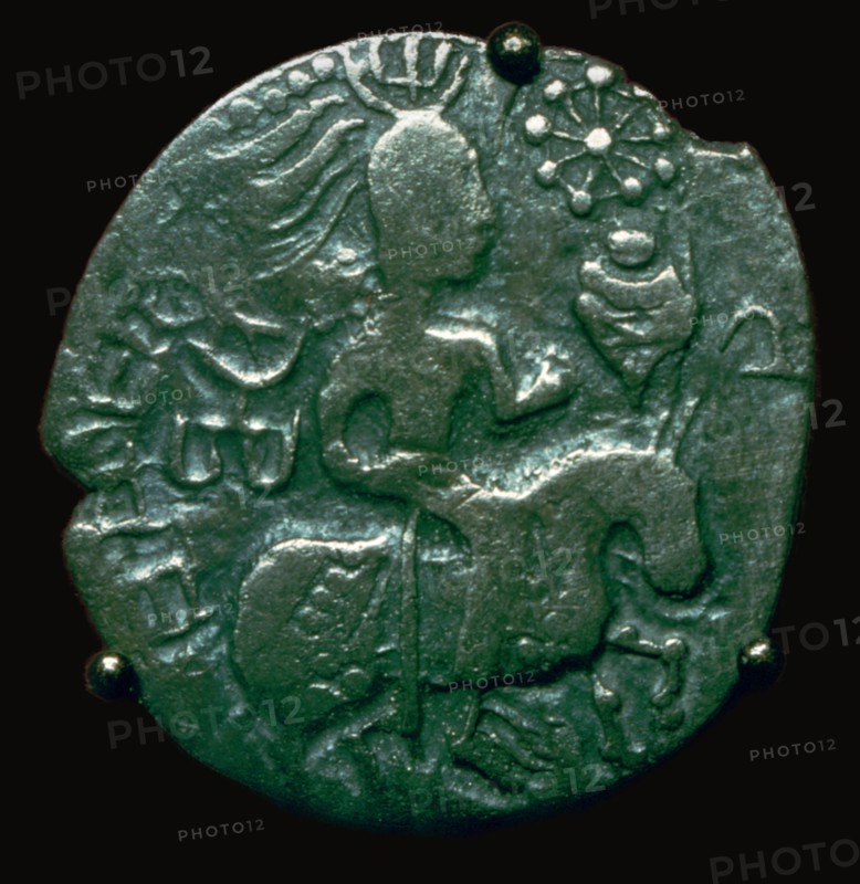 Silver coin of the Huns copying an Indian style, 5th century BC. Artist: Unknown