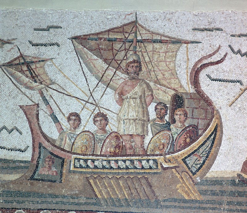 Odysseus passing the Siren's rock, 3rd century. Artist: Unknown
