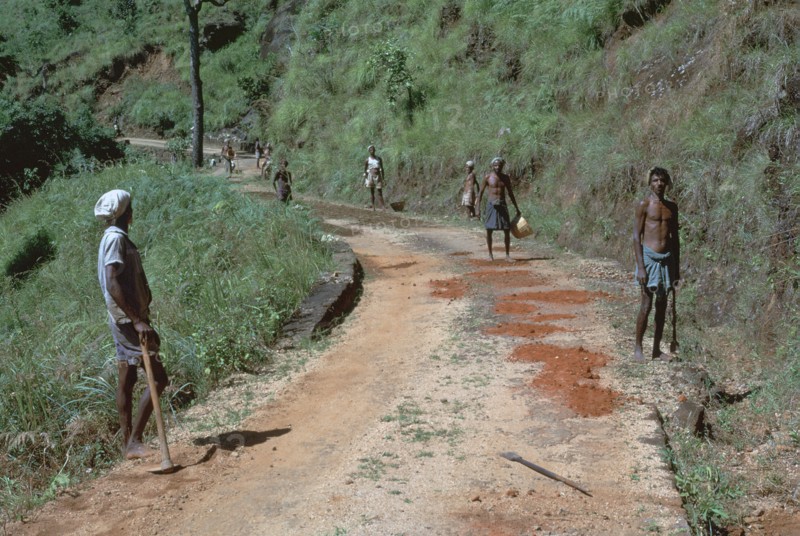 Primitive road-repairs in Sri Lanka. Artist: CM Dixon Artist: Unknown