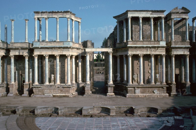 The Roman theatre in Merida, Spain, 1st century BC. Artist: Unknown