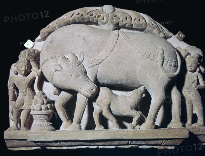 Young god Khrishna with a cow and his half-brother Bala Rama, 10th century. Artist: Unknown