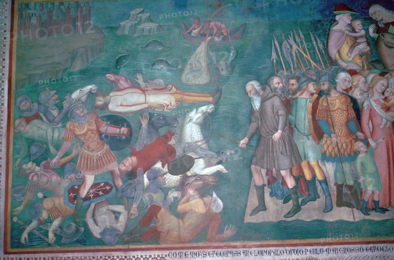 Fresco of the Israelites crossing the Red Sea, 14th century. Artist: Bartolo di Fredi