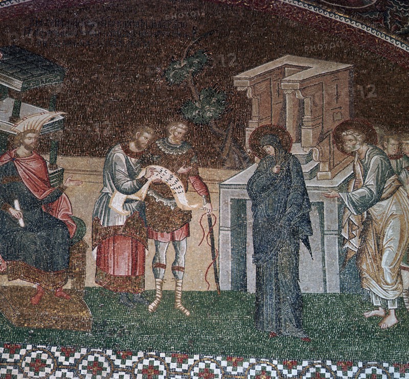 Religious depiction of the taking of the census for taxation, 14th century. Artist: Unknown