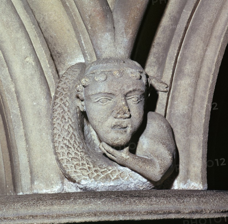 Stone carving in the Chapter House of Southwell Minster, 12th century. Artist: Unknown