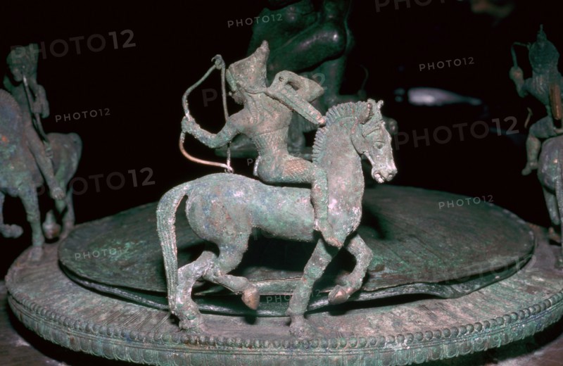 Detail of an Etruscan bronze of an Amazon archer, 6th century BC. Artist: Unknown