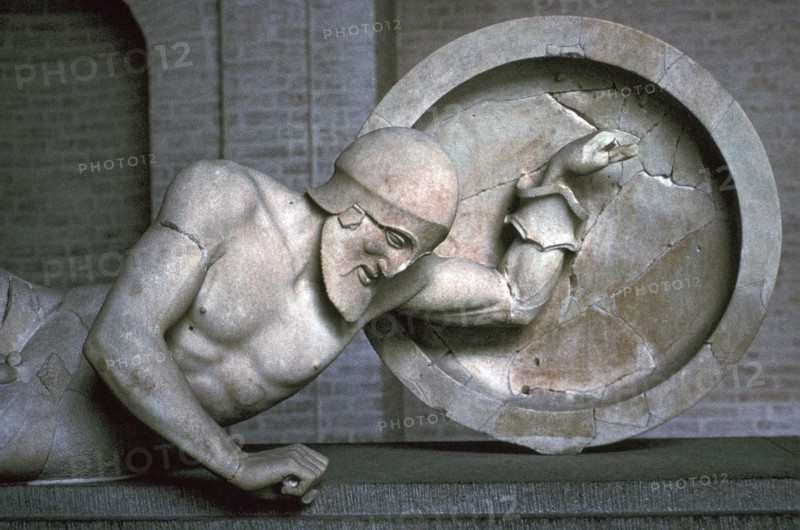 Sculpture of a fallen warrior from the Greek temple of Aphaia at Aegina, 6th century BC. Artist: Unknown