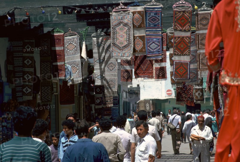 Carpets in the souk in Kairouan. Artist: Unknown