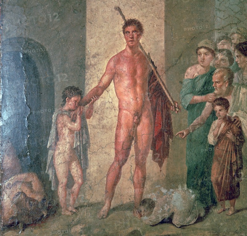 Roman wall-painting of Theseus after killing the Minotaur, 1st century.  Creator: Unknown.