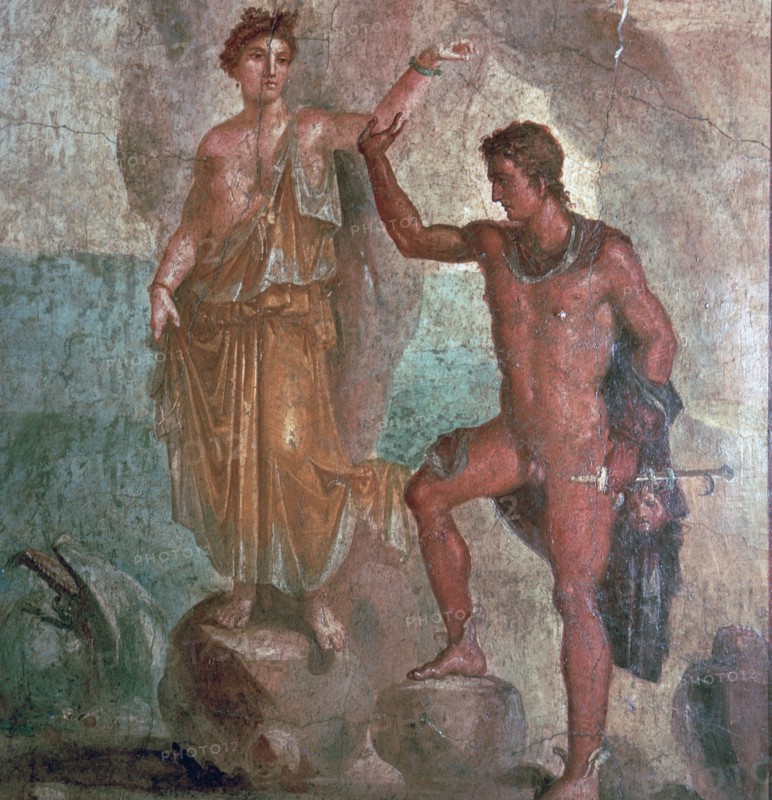 Roman wall-painting from the House of the Dioscuri in Pompeii, 1st century. Creator: Unknown.
