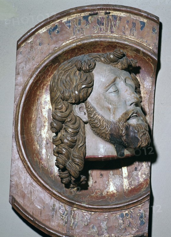 Woodcarving of the head of John the Baptist. Artist: Unknown