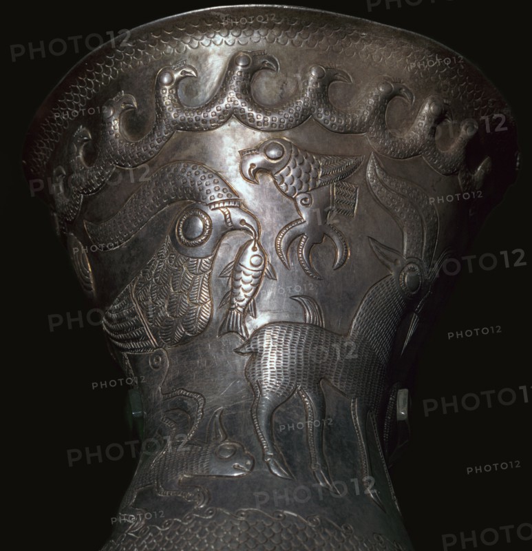 Silver goblet from the Agighiol Treasure, 4th century BC. Artist: Unknown