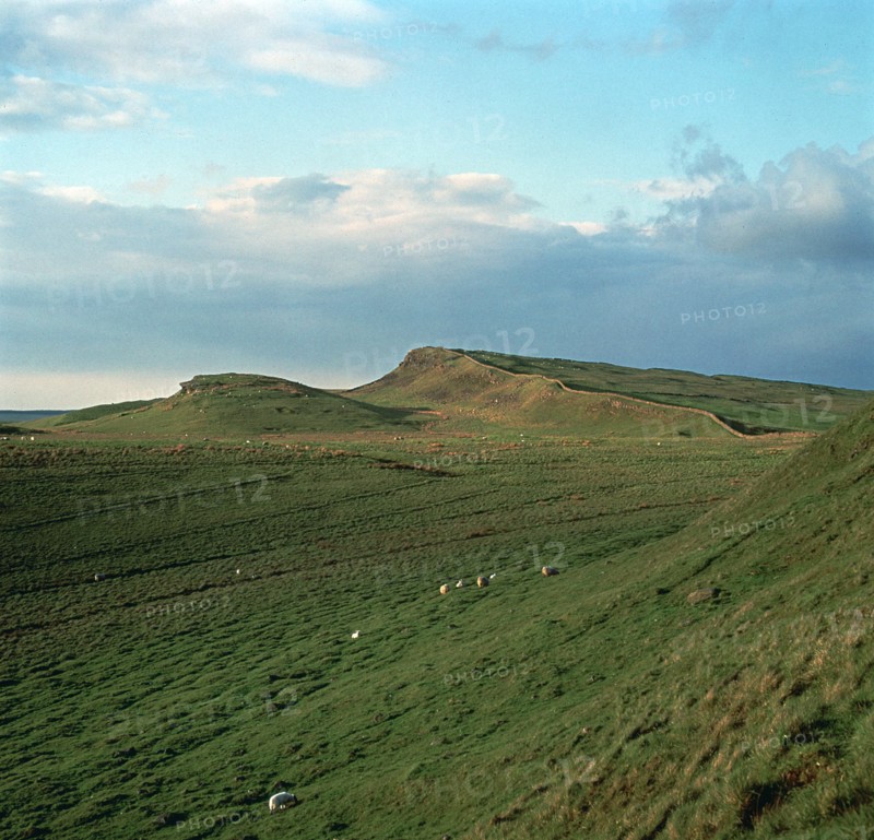 Looking east from Housesteads Roman fort on Hadrian's Wall, 2nd century. Artist: Unknown