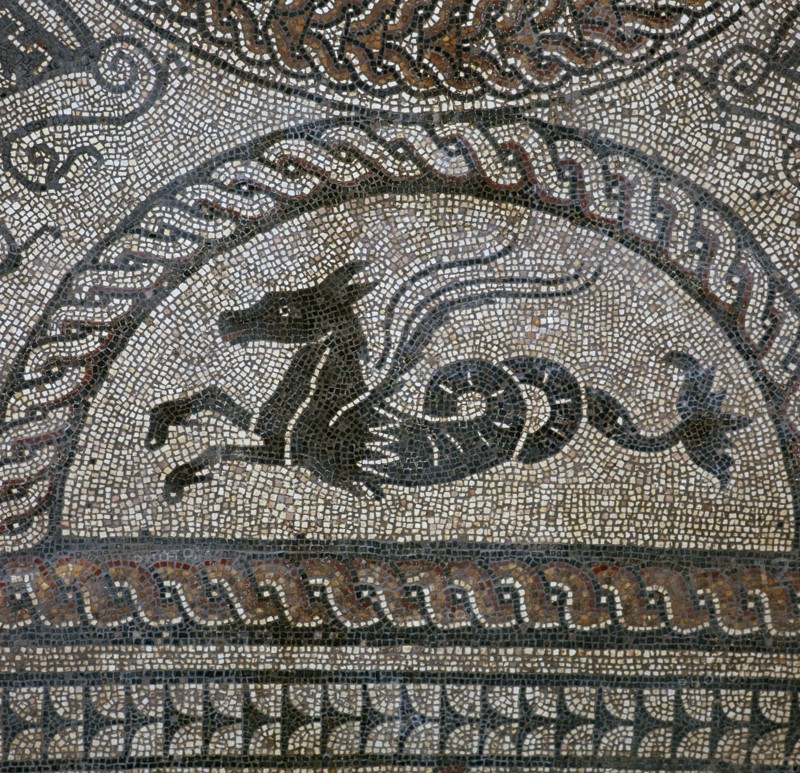 Detail of a Roman floor mosaic showing a sea-horse, 1st century. Artist: Unknown