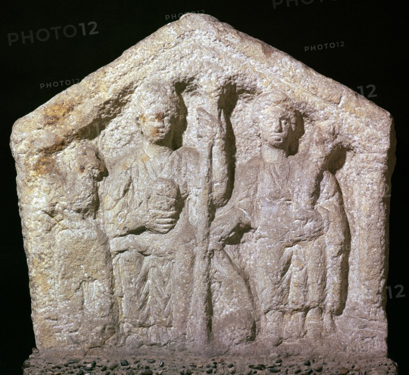 Stone relief showing Romano-British goddesses, c.2nd century. Artist: Unknown