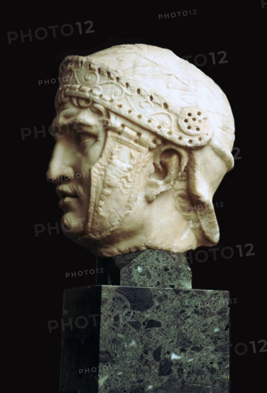 Helmeted head of a Roman soldier, c.1st century. Artist: Unknown