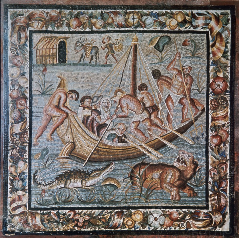 Roman mosaic of a ferry-boat, 2nd century. Creator: Unknown.