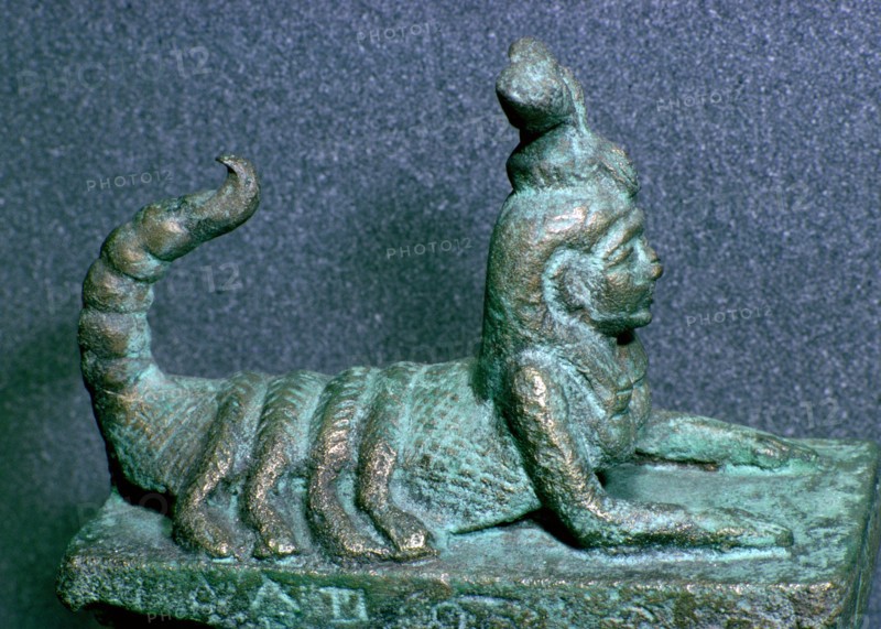 Egyptian lid of a bronze receptacle for a dead scorpion. Artist: Unknown