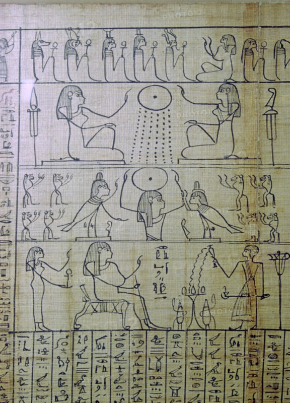 Egyptian depiction of a funeral and entrance into the underworld, Papyrus of Ani. Artist: Unknown