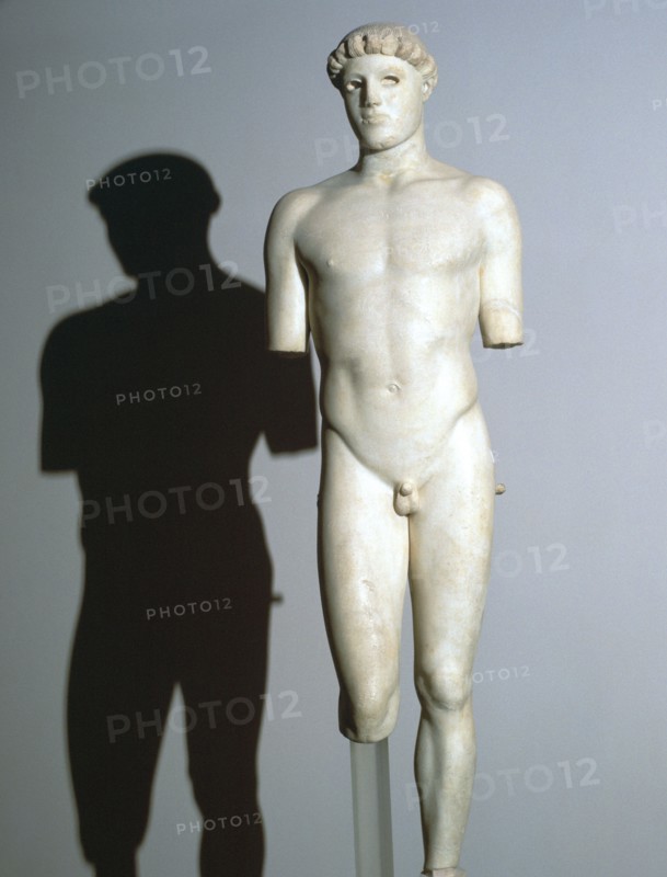 Greek statue known as the Kritios Boy, 5th century BC. Artist: Unknown