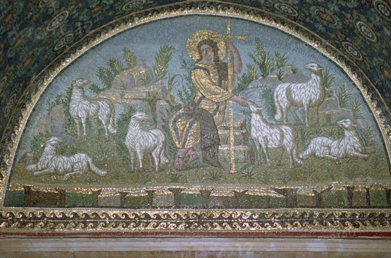 Mosaic of Christ the Good Shepherd, 5th century BC.. Artist: Unknown