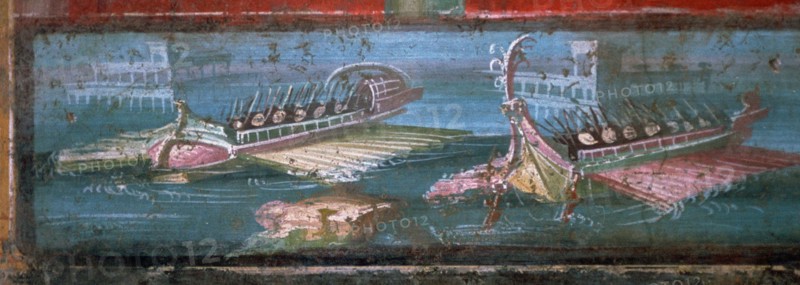 Roman wall-painting of ships carrying soldiers. Creator: Unknown.