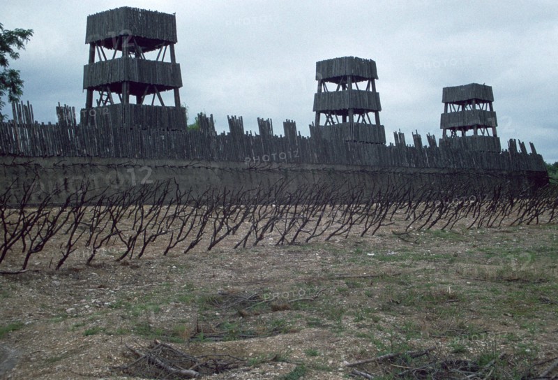 Reconstruction of Roman siege fortifications. Artist: Unknown