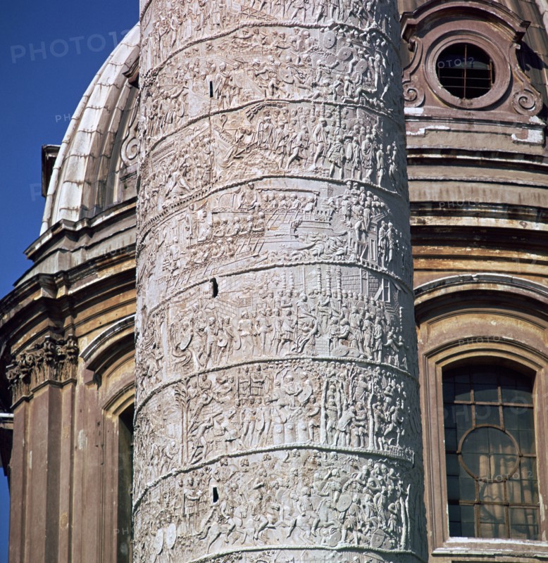 Shot of Trajan's column, showing the Dacian wars, 2nd century. Artist: Unknown