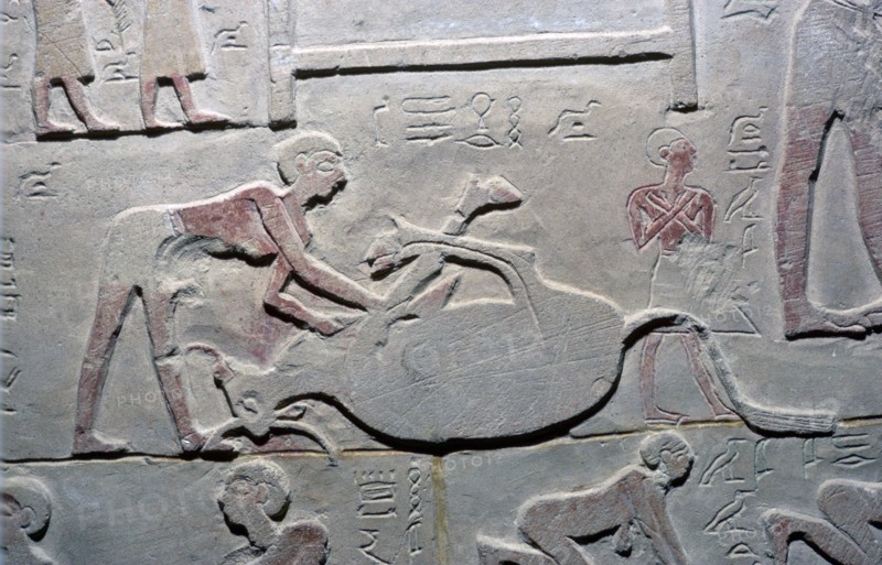 Egyptian relief of the cutting up of a carcass. Artist: Unknown