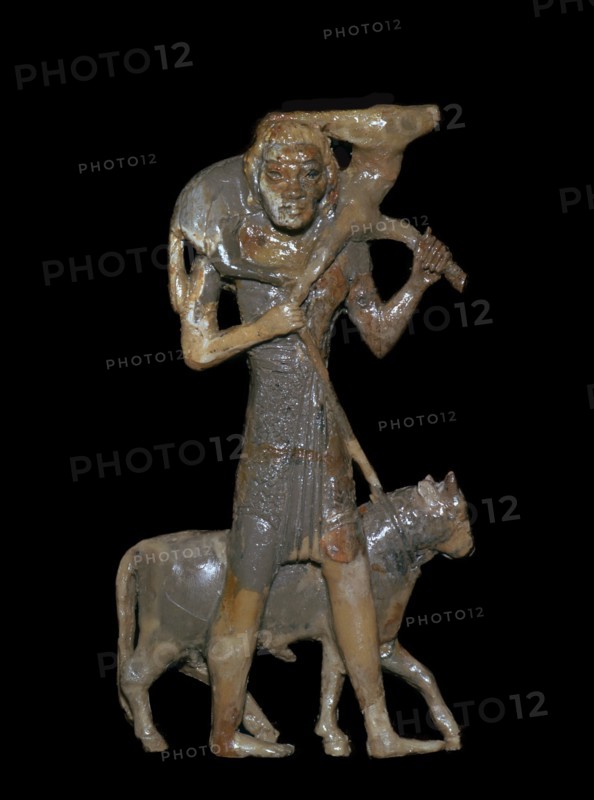 Phoenician bronze of a man with animals for sacrifice, 8th century BC. Artist: Unknown