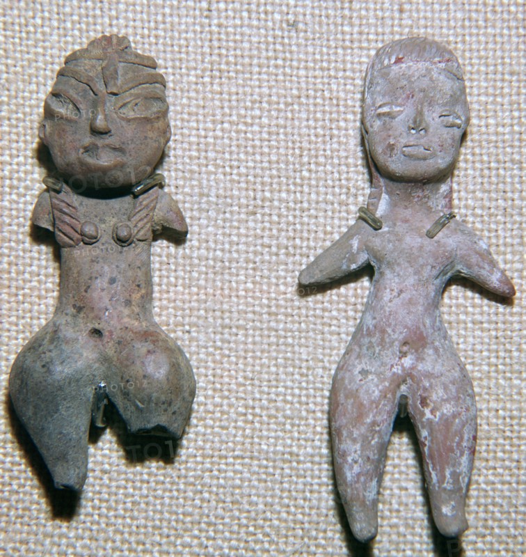 Mexican pottery figures from burial sites, c.9th century BC. Artist: Unknown