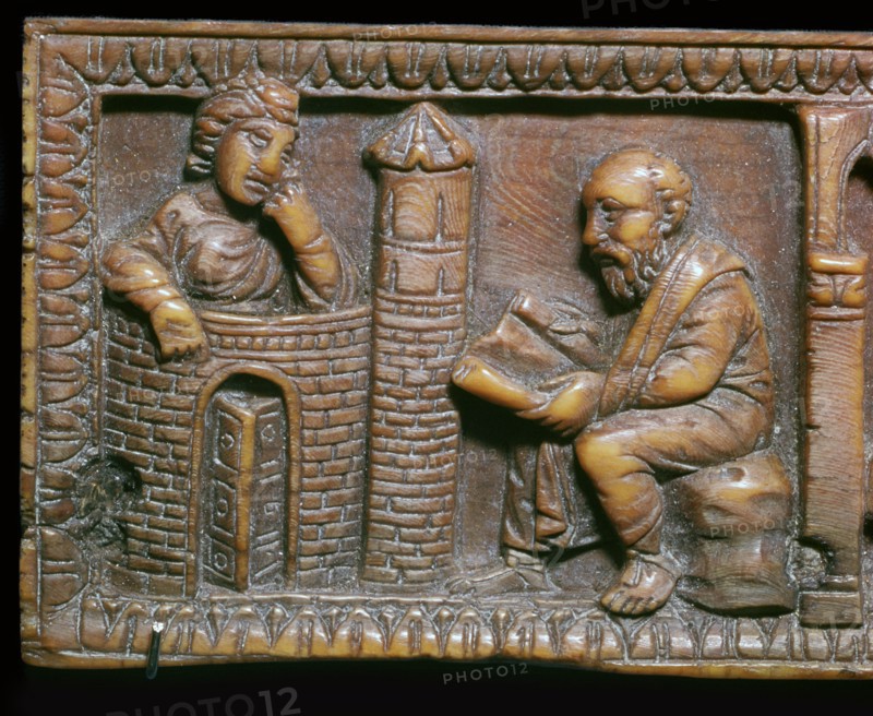 Ivory panel showing St Paul and Thecla, 4th century. Artist: Unknown