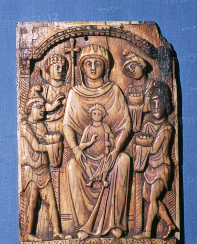 Ivory panel showing the adoration of the magi, 6th century. Artist: Unknown