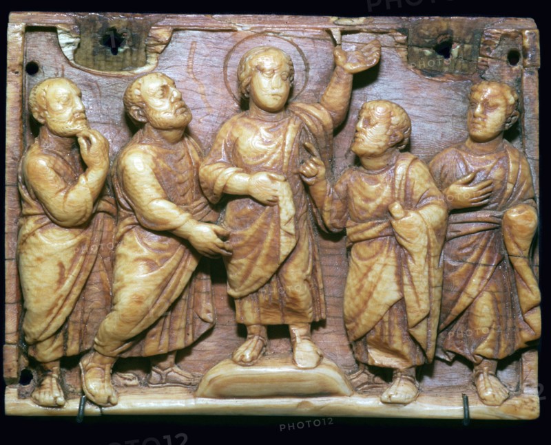 Ivory panel showing the incredulity of Doubting Thomas, 5th century. Artist: Unknown