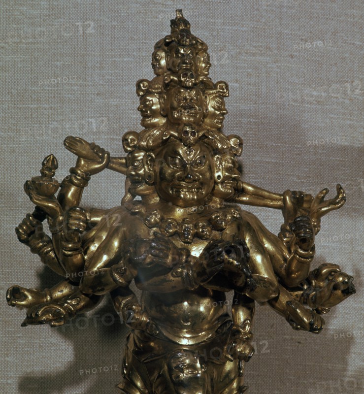 Chinese gilt-bronze statuette of a Dharmapala, 13th century. Artist: Unknown