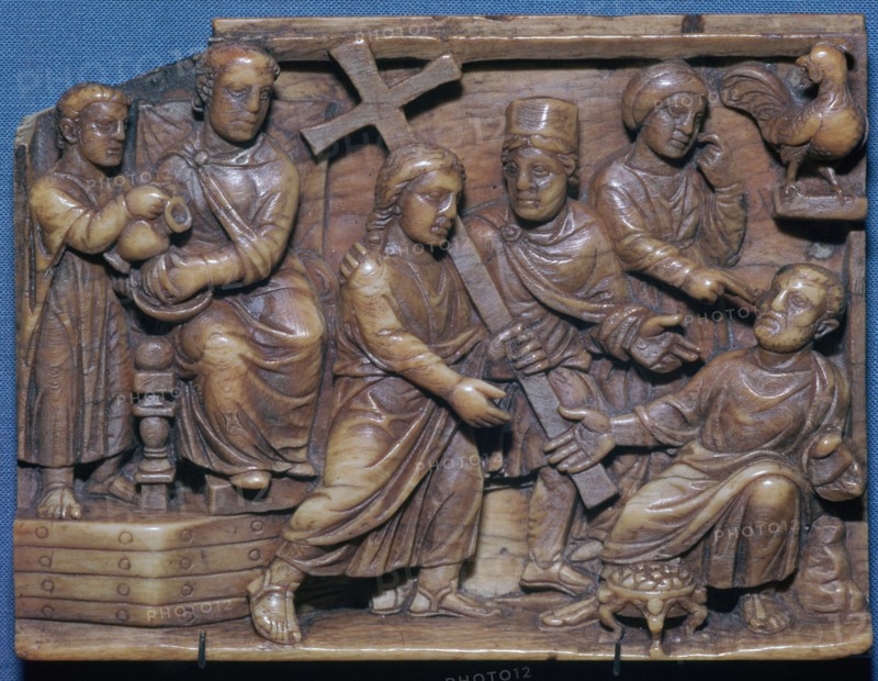 Byzantine ivory showing Pilate condemning Christ and the denial of St Peter, 5th century. Artist: Unknown